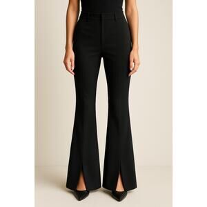 Frame Womens Black Stretch Slit Front Wide Flare Leg Classic Ponte Knit Pant 6